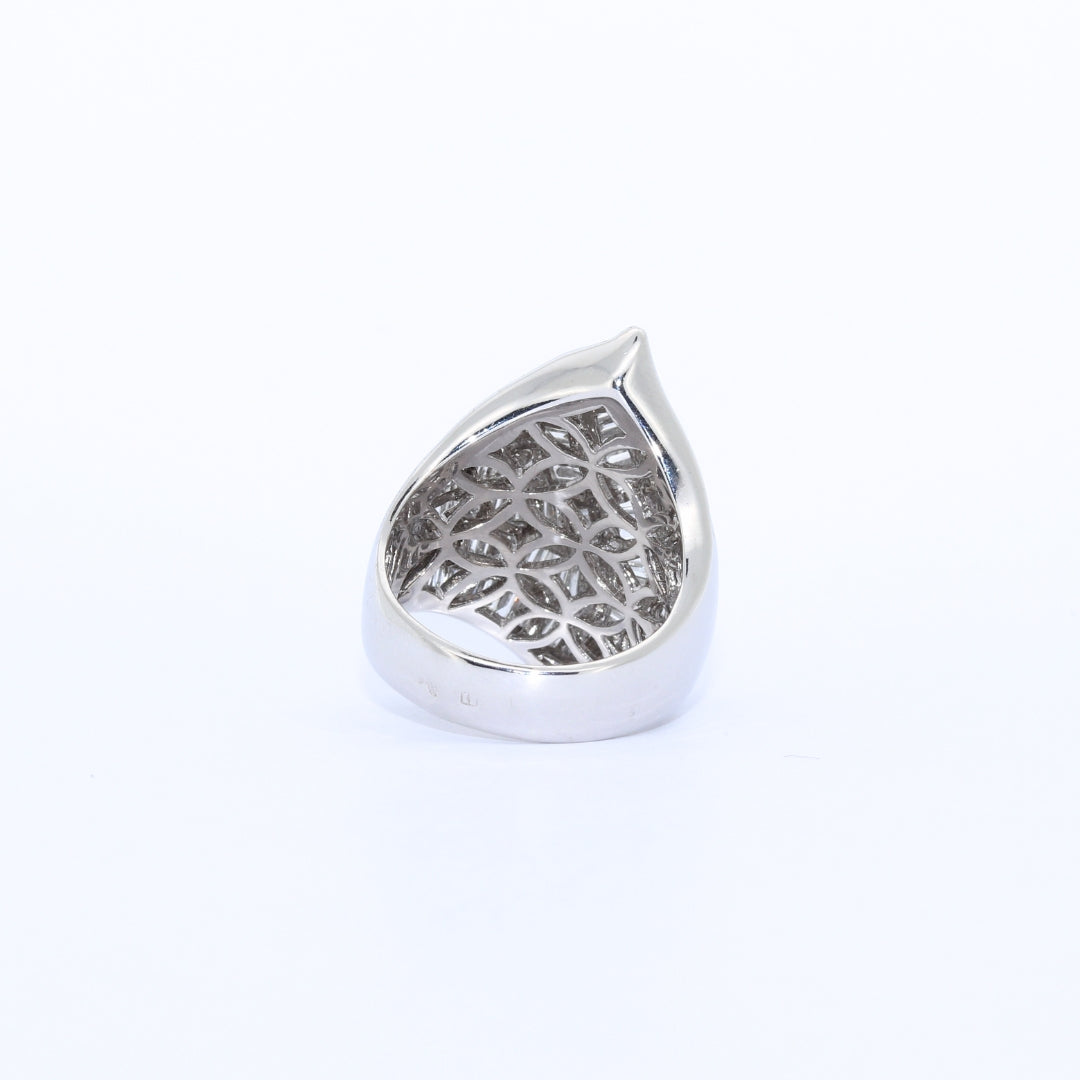 ANILLO CARACOL ORO BLANCO CON DIAMANTES BAGUET