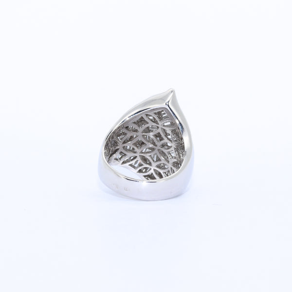 ANILLO CARACOL ORO BLANCO CON DIAMANTES BAGUET