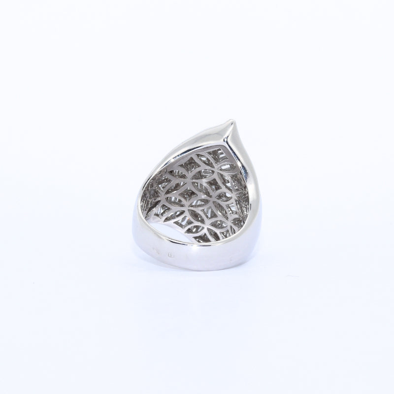 ANILLO CARACOL ORO BLANCO CON DIAMANTES BAGUET