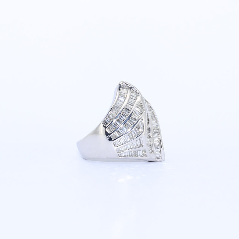 ANILLO CARACOL ORO BLANCO CON DIAMANTES BAGUET