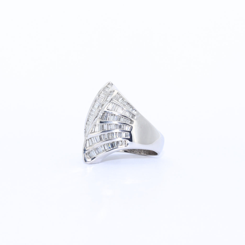 ANILLO CARACOL ORO BLANCO CON DIAMANTES BAGUET
