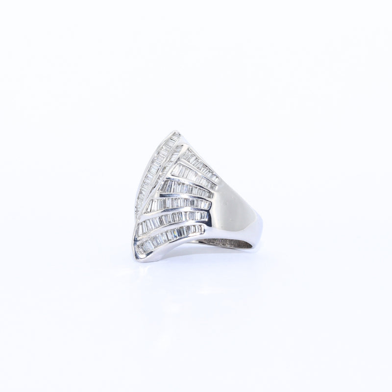 ANILLO CARACOL ORO BLANCO CON DIAMANTES BAGUET