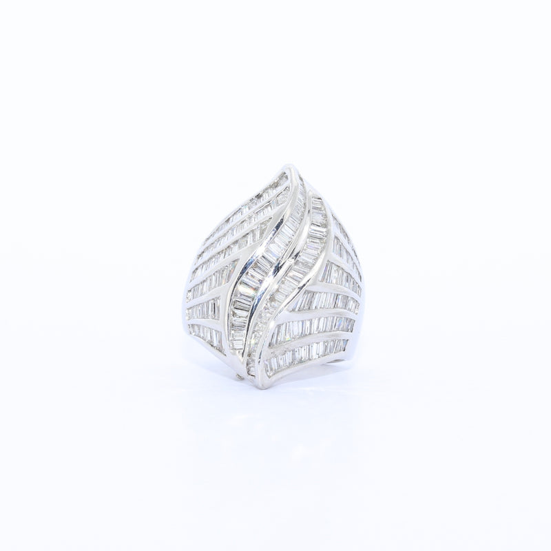 ANILLO CARACOL ORO BLANCO CON DIAMANTES BAGUET