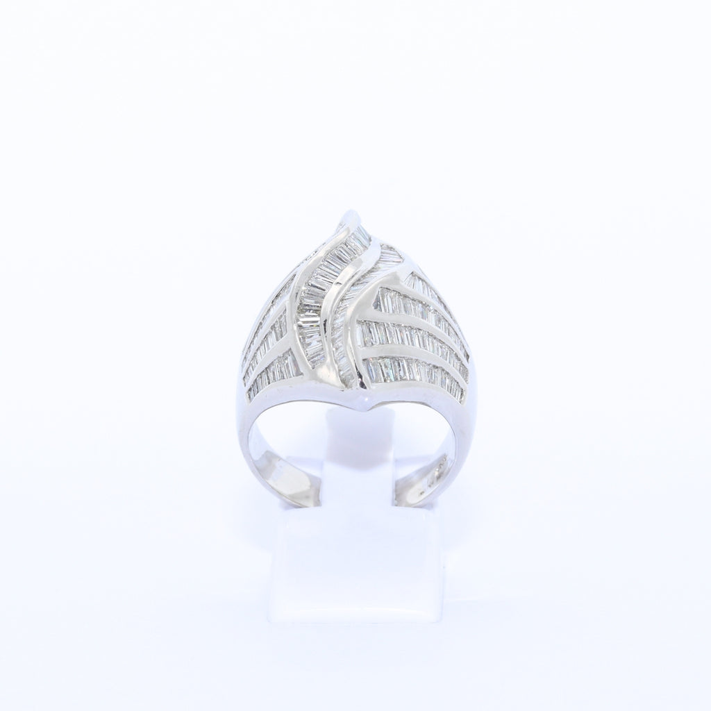 ANILLO CARACOL ORO BLANCO CON DIAMANTES BAGUET