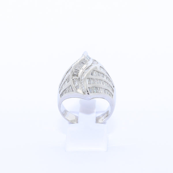 ANILLO CARACOL ORO BLANCO CON DIAMANTES BAGUET