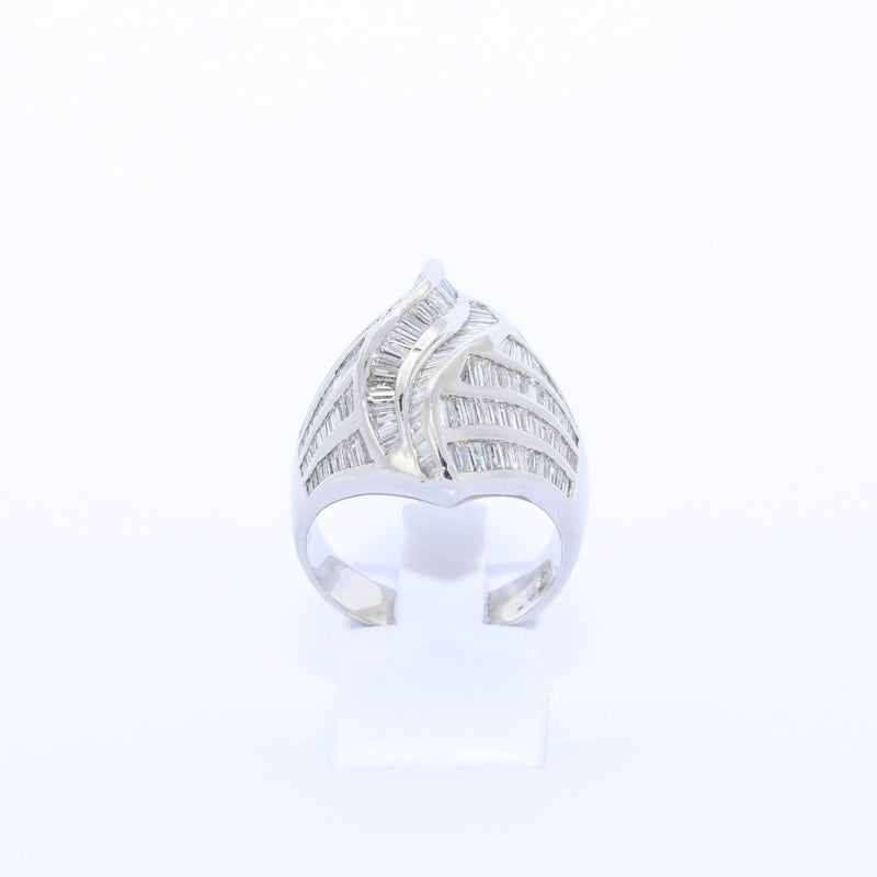ANILLO CARACOL ORO BLANCO CON DIAMANTES BAGUET
