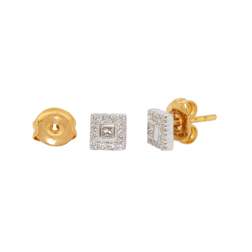 PENDIENTES CUADRADOS BICOLOR CON DIAMANTES