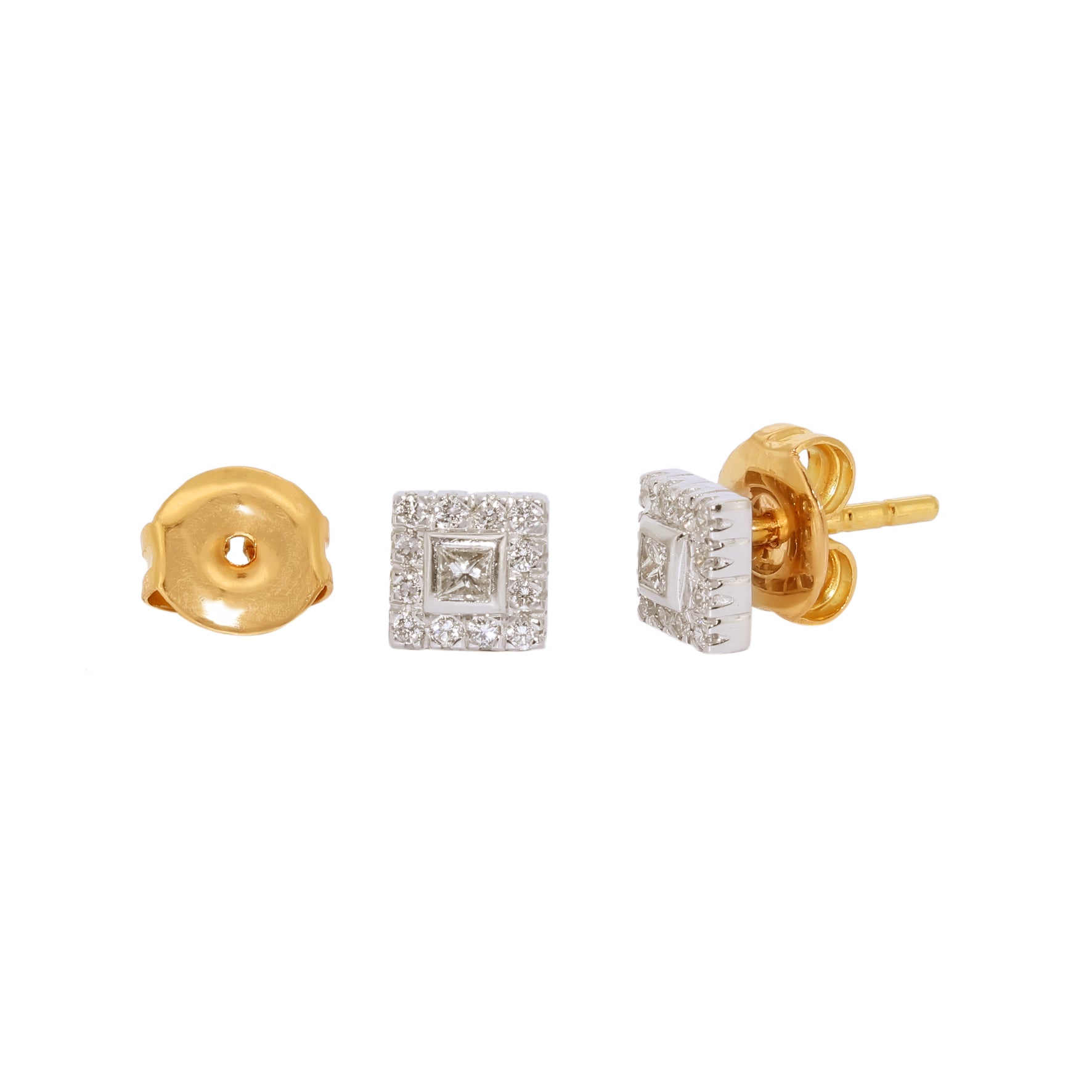 PENDIENTES CUADRADOS BICOLOR CON DIAMANTES