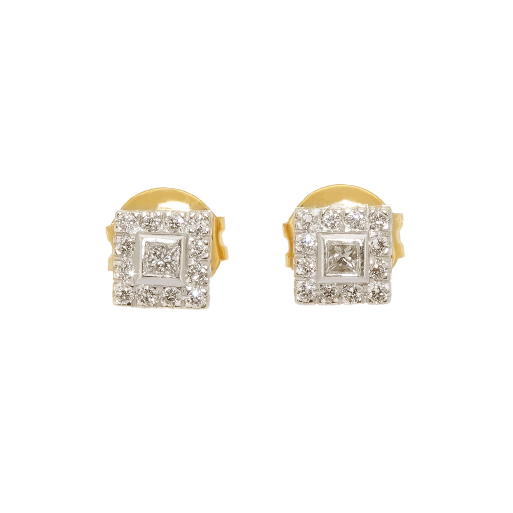 PENDIENTES CUADRADOS BICOLOR CON DIAMANTES