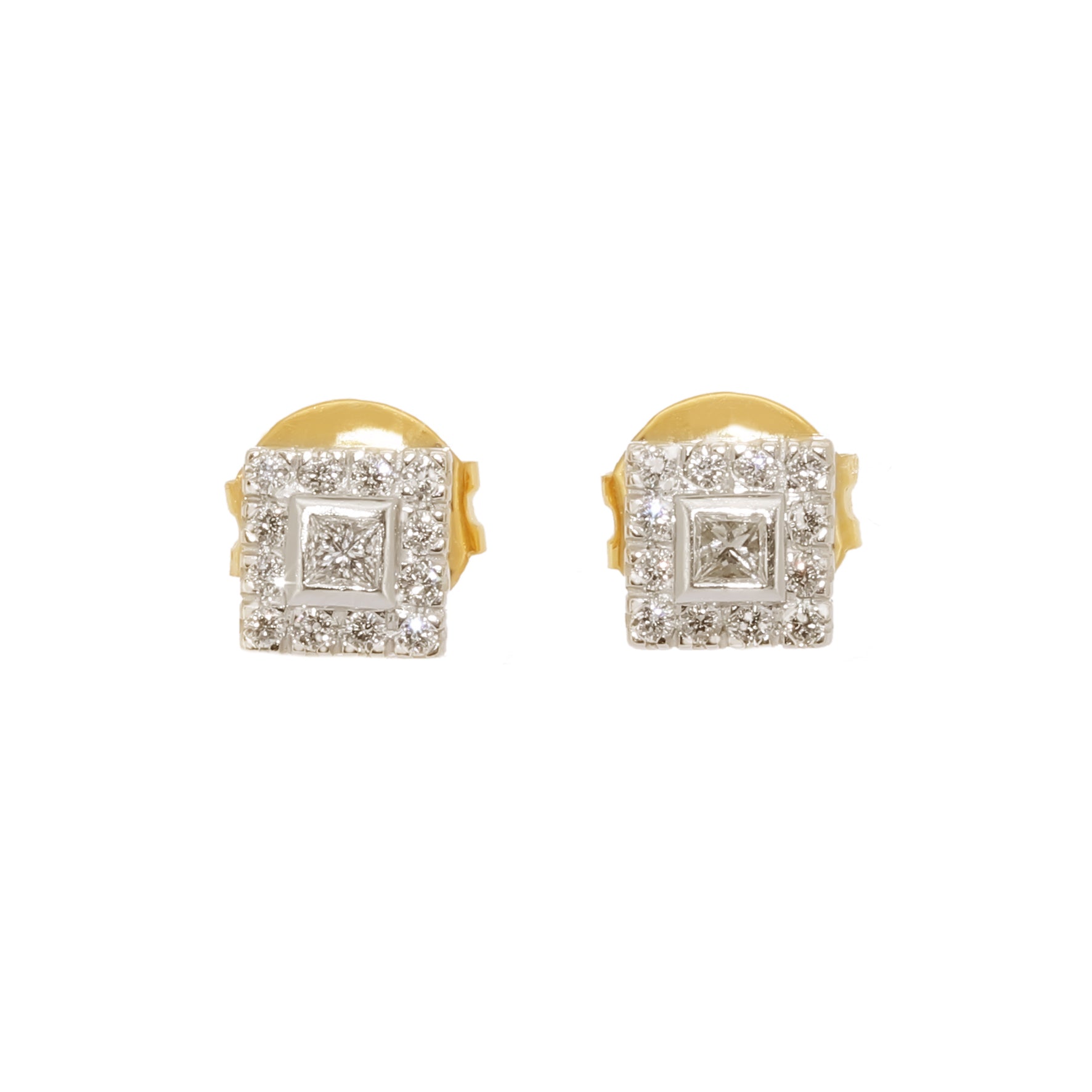 PENDIENTES CUADRADOS BICOLOR CON DIAMANTES