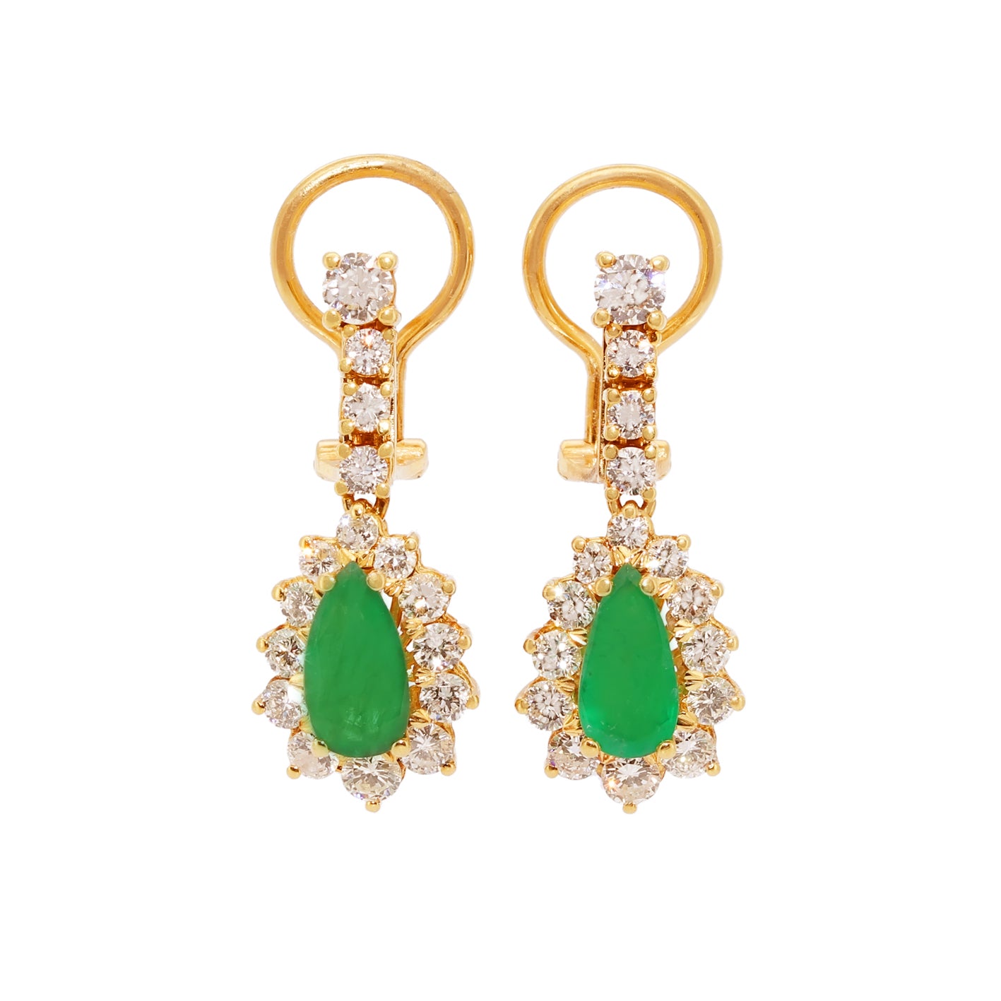 PENDIENTES ESMERALDA Y BRILLANTES