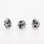 CONJUNTO SORTIJA Y PENDIENTES ORO BLANCO CON ZAFIROS Y BRILLANTES