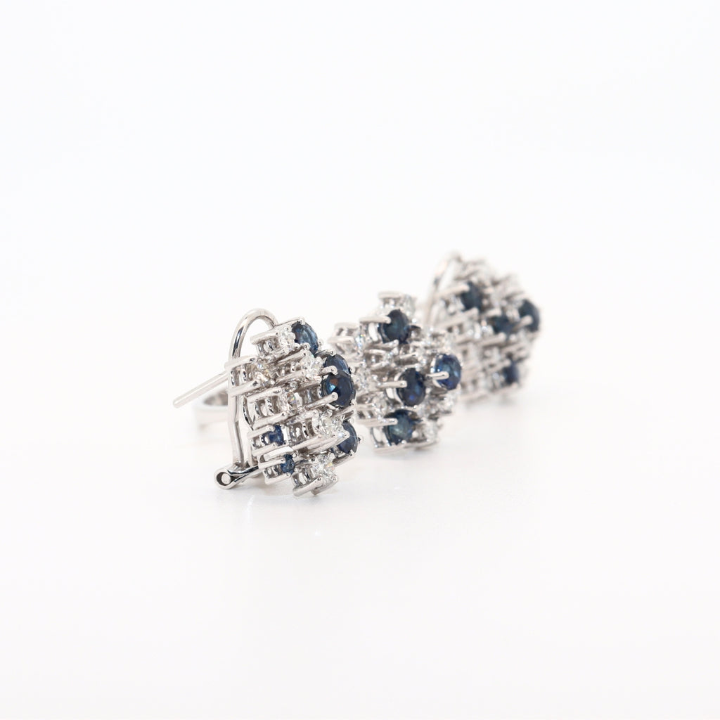CONJUNTO SORTIJA Y PENDIENTES ORO BLANCO CON ZAFIROS Y BRILLANTES