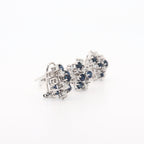 CONJUNTO SORTIJA Y PENDIENTES ORO BLANCO CON ZAFIROS Y BRILLANTES