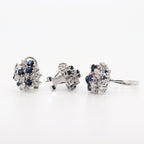 CONJUNTO SORTIJA Y PENDIENTES ORO BLANCO CON ZAFIROS Y BRILLANTES
