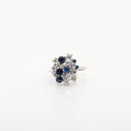 CONJUNTO SORTIJA Y PENDIENTES ORO BLANCO CON ZAFIROS Y BRILLANTES