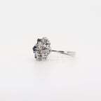 CONJUNTO SORTIJA Y PENDIENTES ORO BLANCO CON ZAFIROS Y BRILLANTES