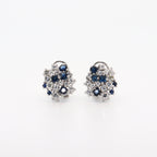 CONJUNTO SORTIJA Y PENDIENTES ORO BLANCO CON ZAFIROS Y BRILLANTES
