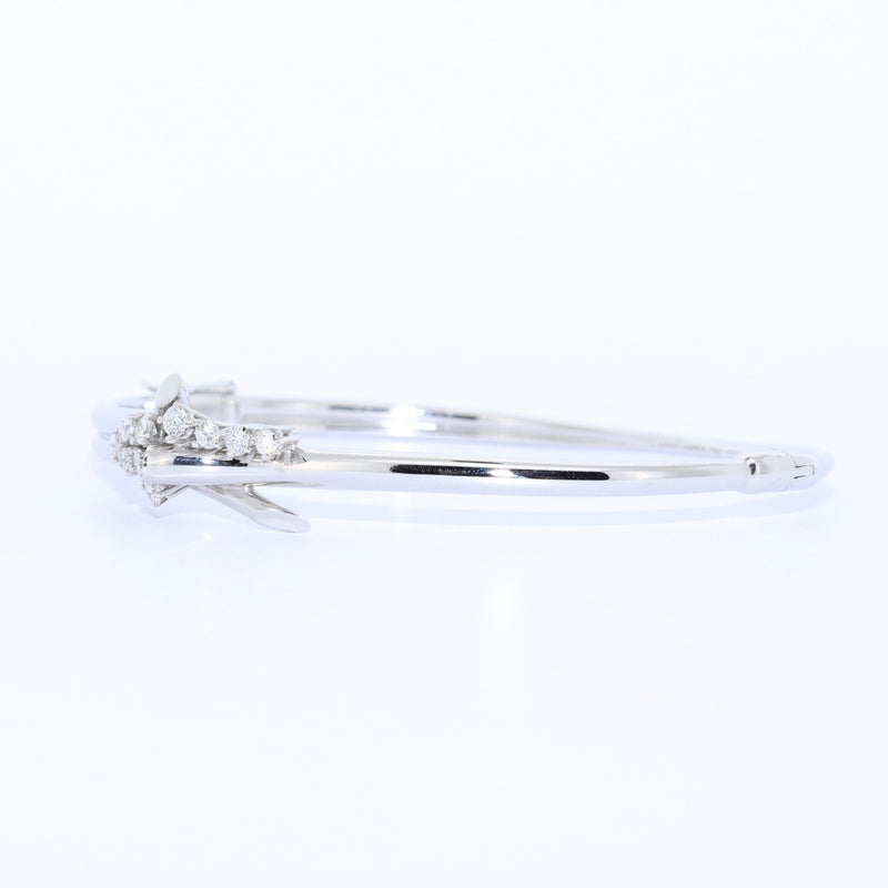 PULSERA RIGIDA ORO BLANCO Y BRILLANTES