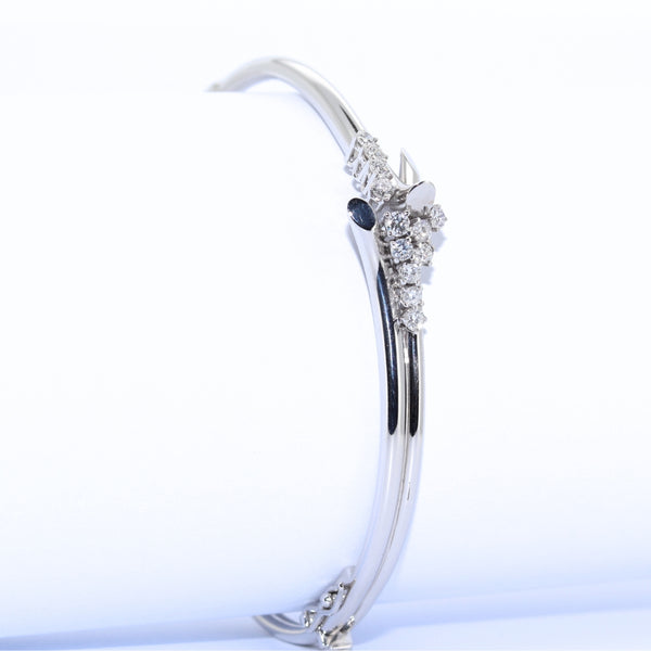 PULSERA RIGIDA ORO BLANCO Y BRILLANTES