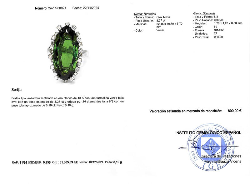 SORTIJA TURMALINA VERDE