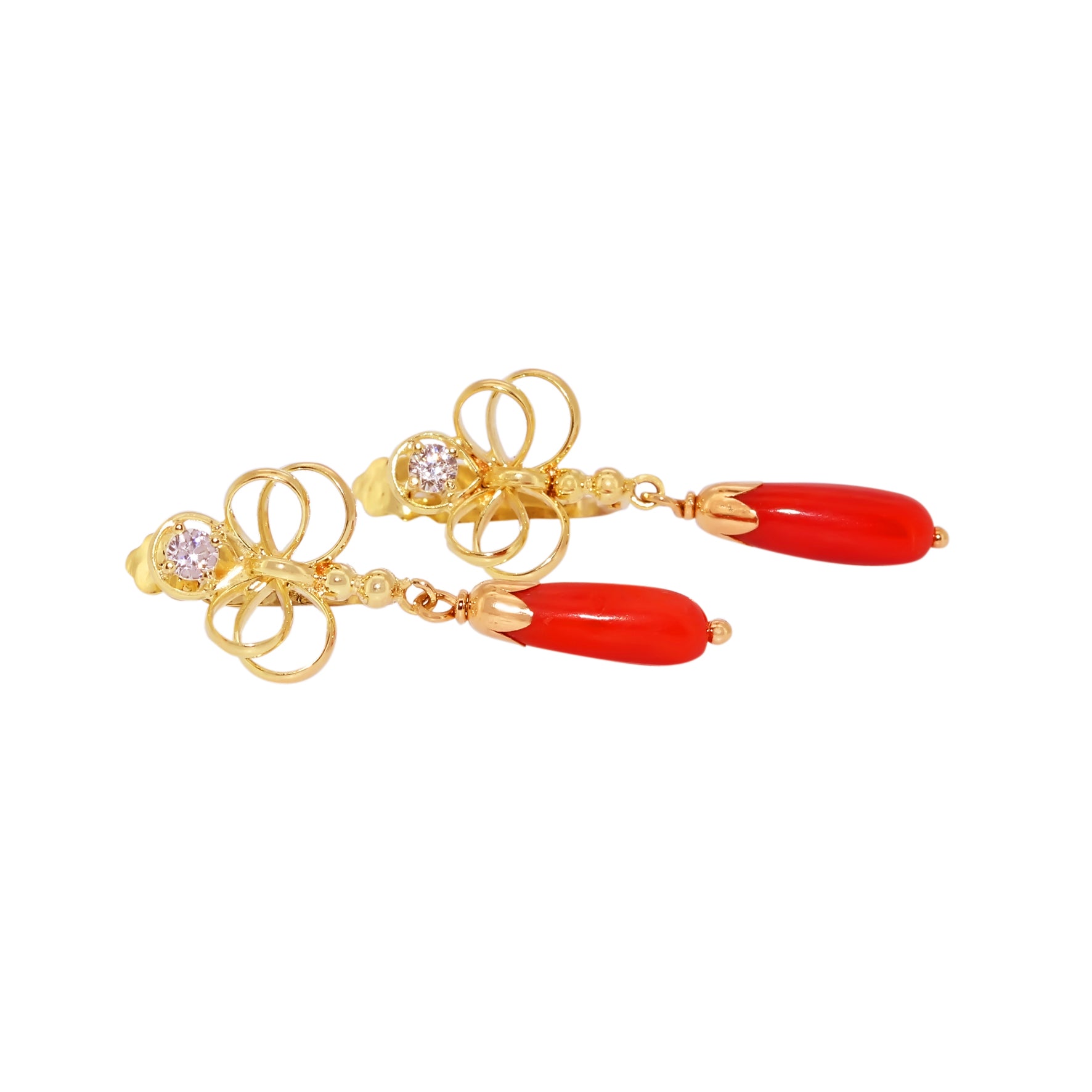 PENDIENTES CORAL CON CIRCONITAS