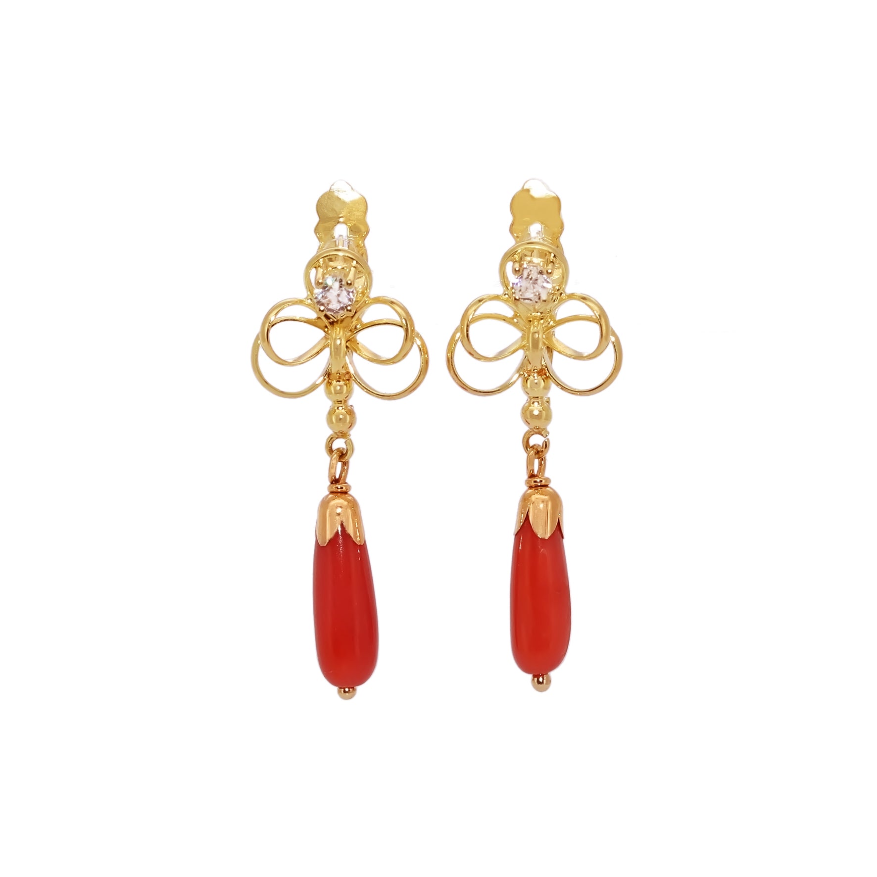 PENDIENTES CORAL CON CIRCONITAS