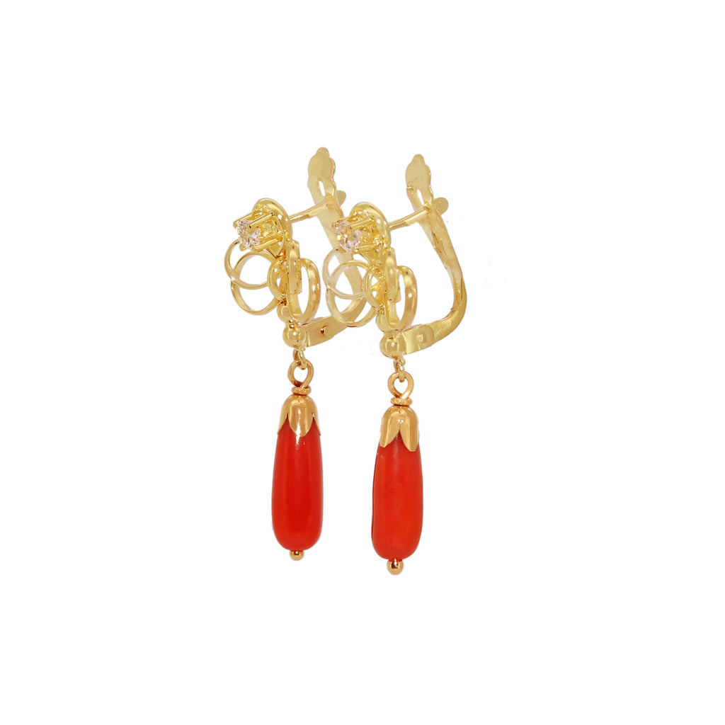 PENDIENTES CORAL CON CIRCONITAS