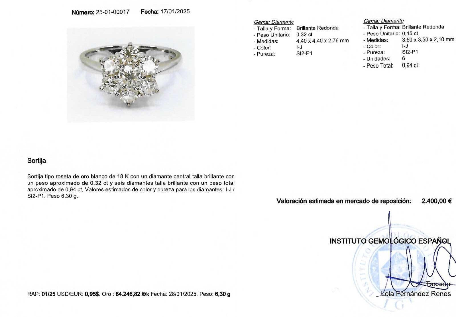 SORTIJA FLOR ORO BLANCO CON DIAMANTES