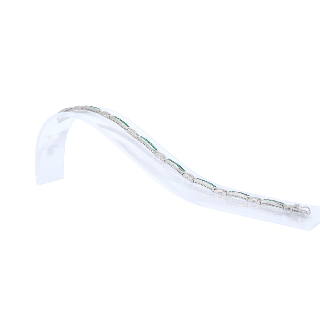 PULSERA RIVIERE ORO BLANCO CON ESMERALDAS Y BRILLANTES