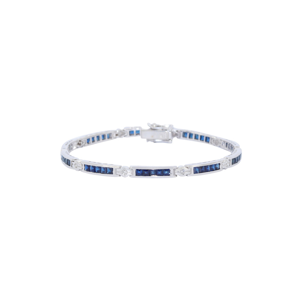 PULSERA RIVIERE ORO BLANCO CON ZAFIROS Y BRILLANTES