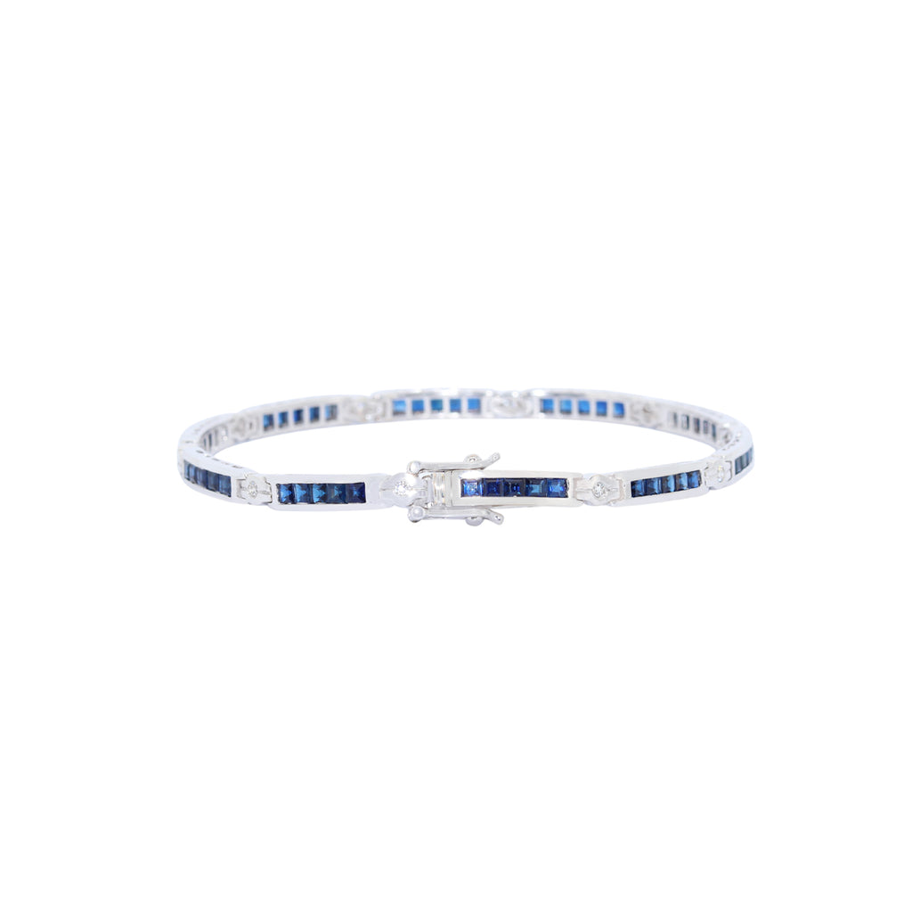 PULSERA RIVIERE ORO BLANCO CON ZAFIROS Y BRILLANTES