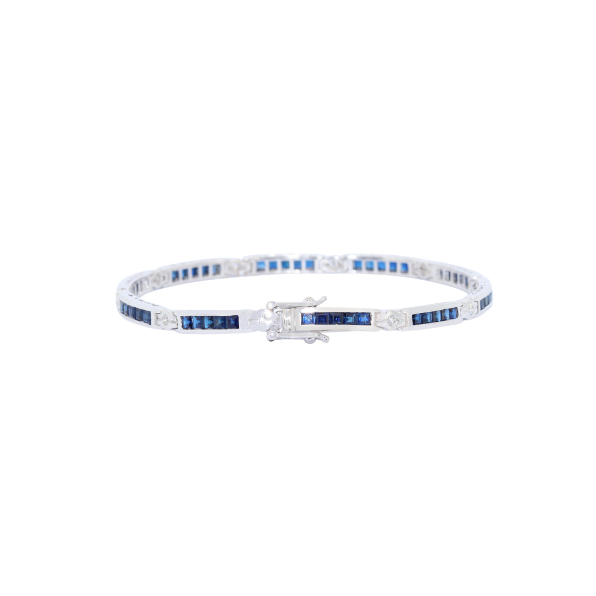 PULSERA RIVIERE ORO BLANCO CON ZAFIROS Y BRILLANTES