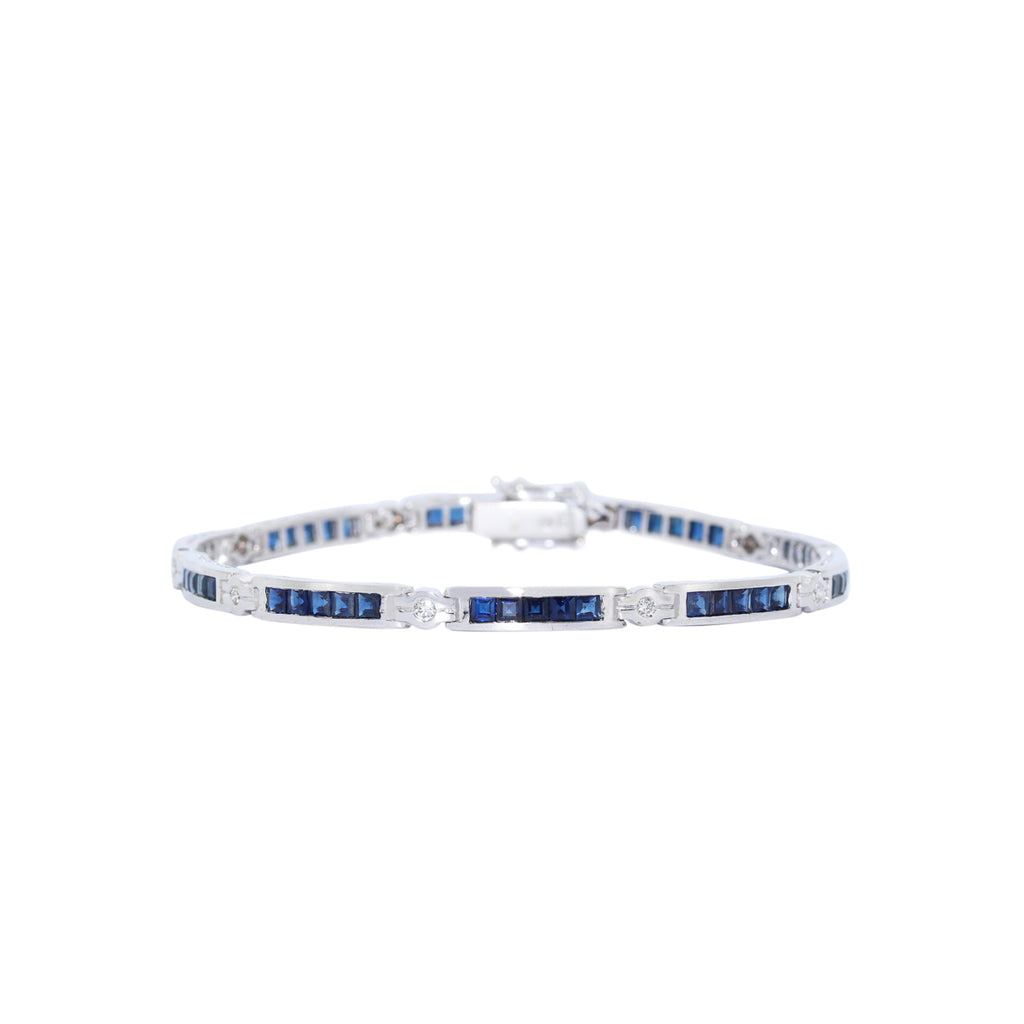 PULSERA RIVIERE ORO BLANCO CON ZAFIROS Y BRILLANTES