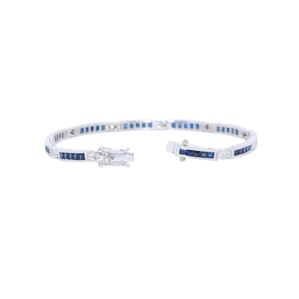 PULSERA RIVIERE ORO BLANCO CON ZAFIROS Y BRILLANTES