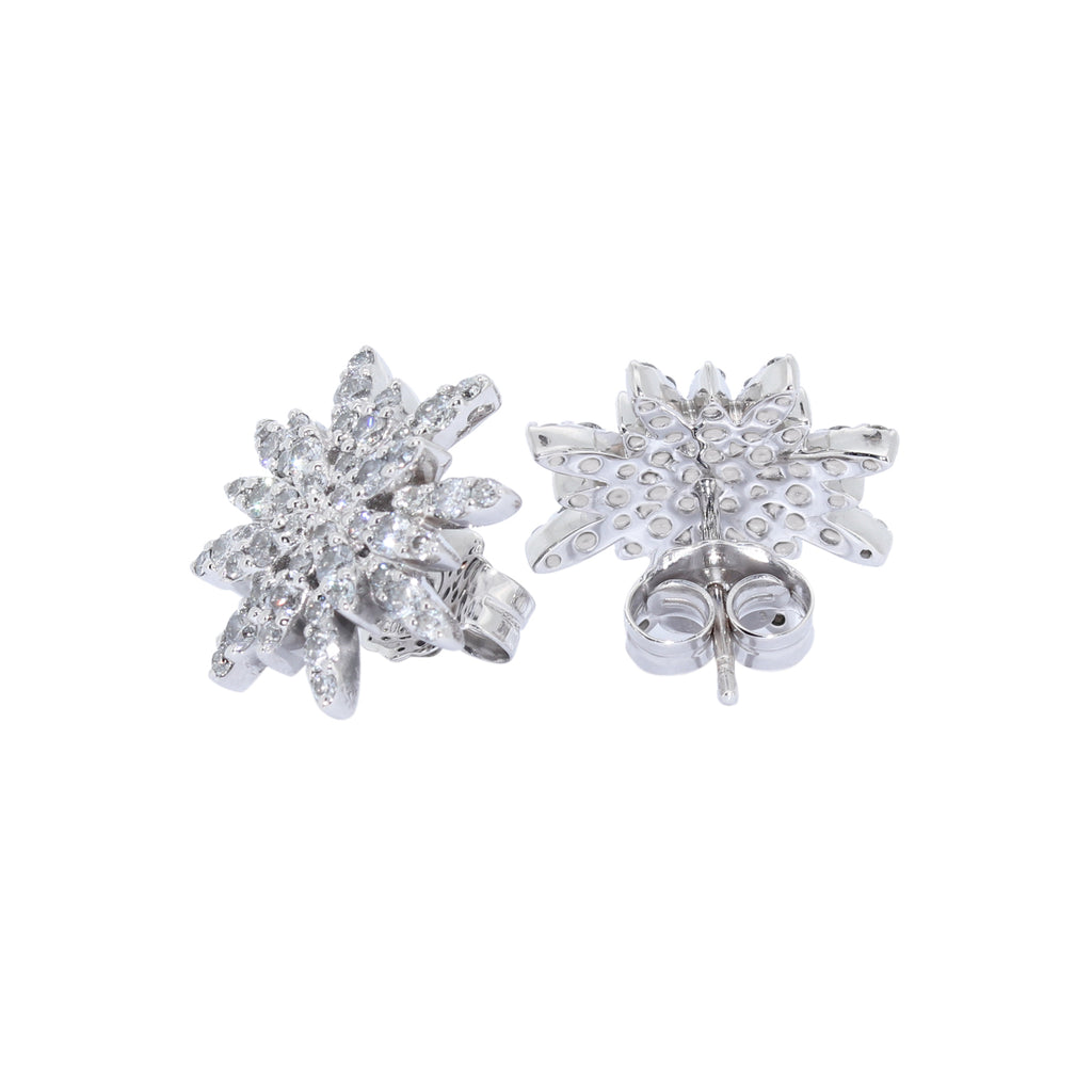 PENDIENTES FLOR ORO BLANCO CON BRILLANTES