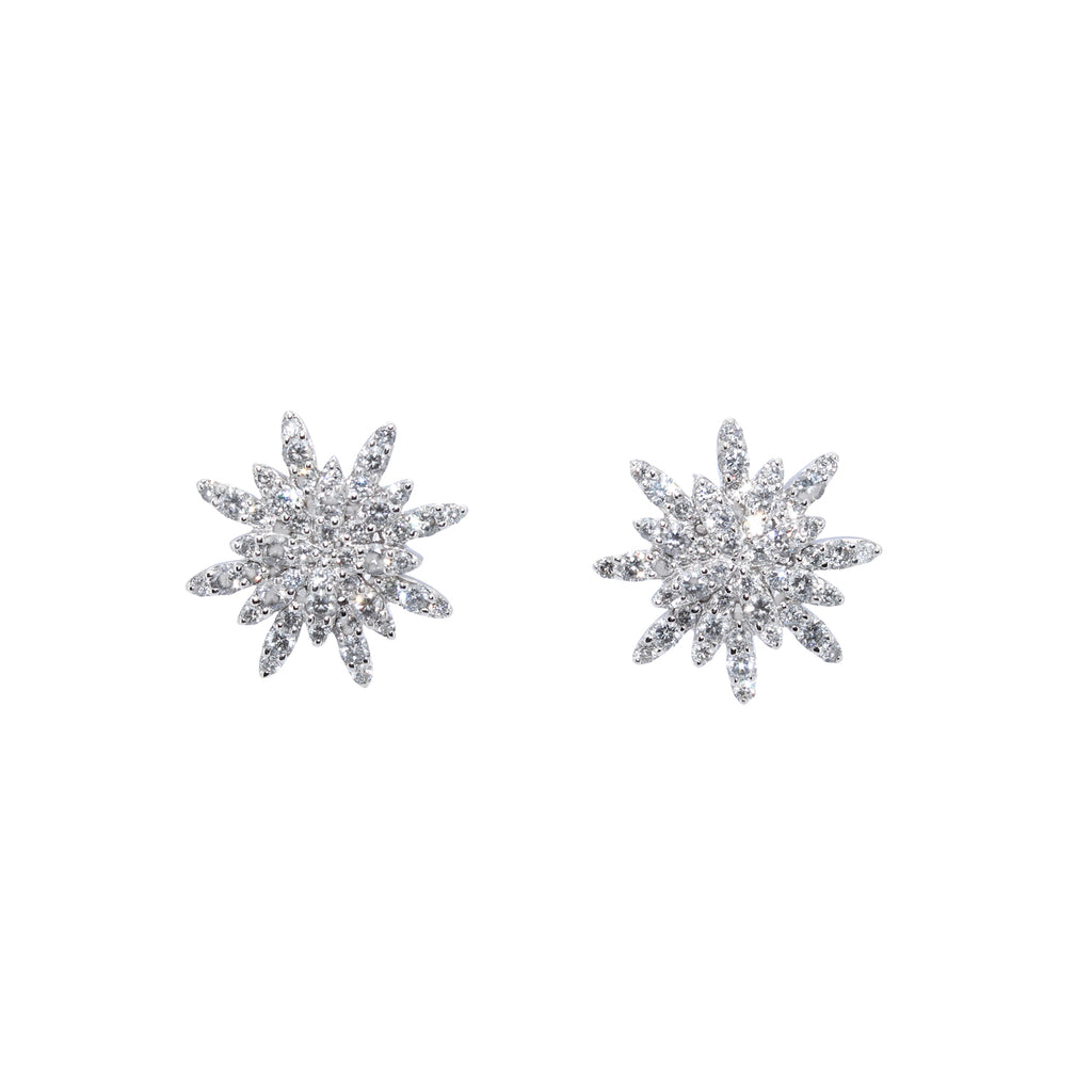 PENDIENTES FLOR ORO BLANCO CON BRILLANTES