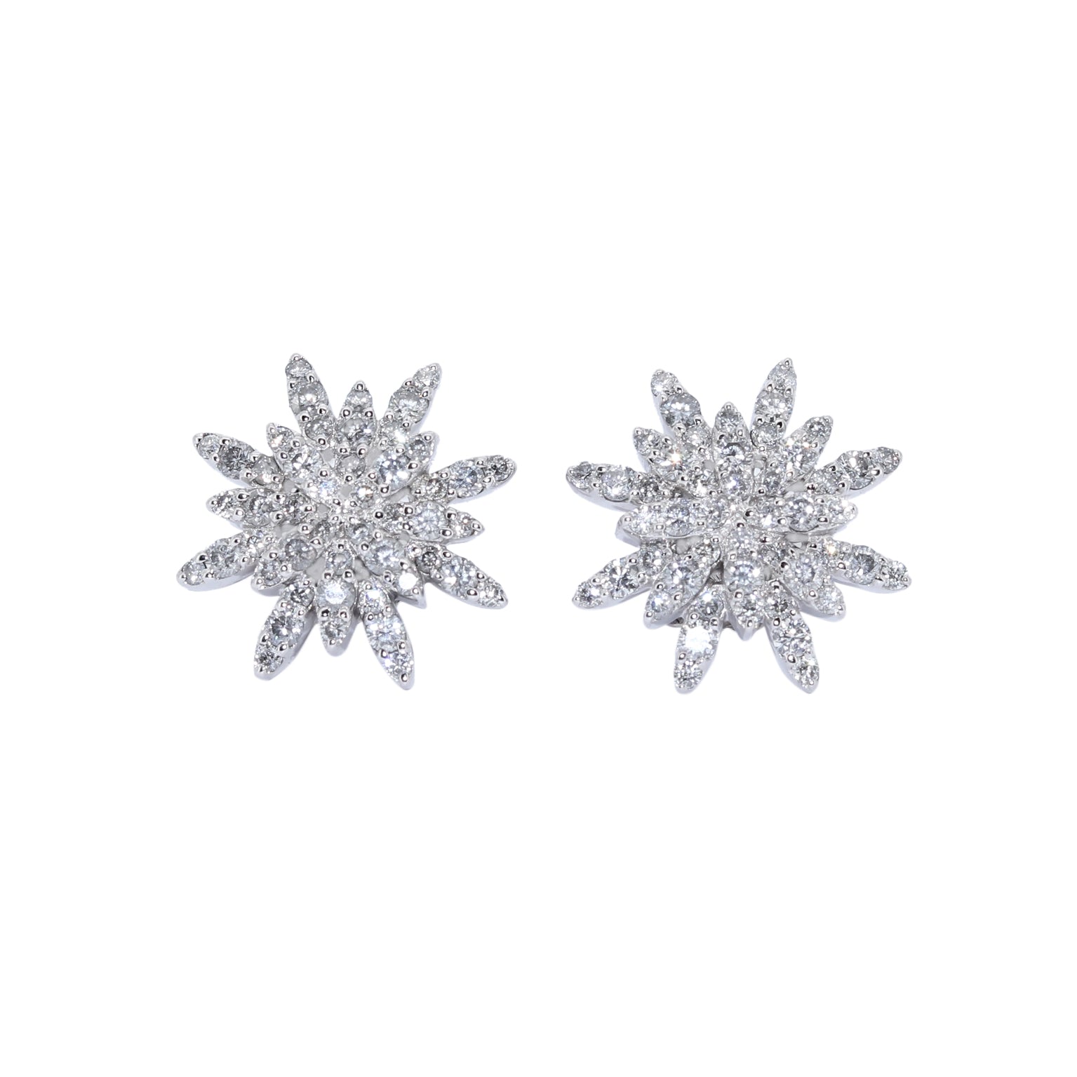 PENDIENTES FLOR ORO BLANCO CON BRILLANTES