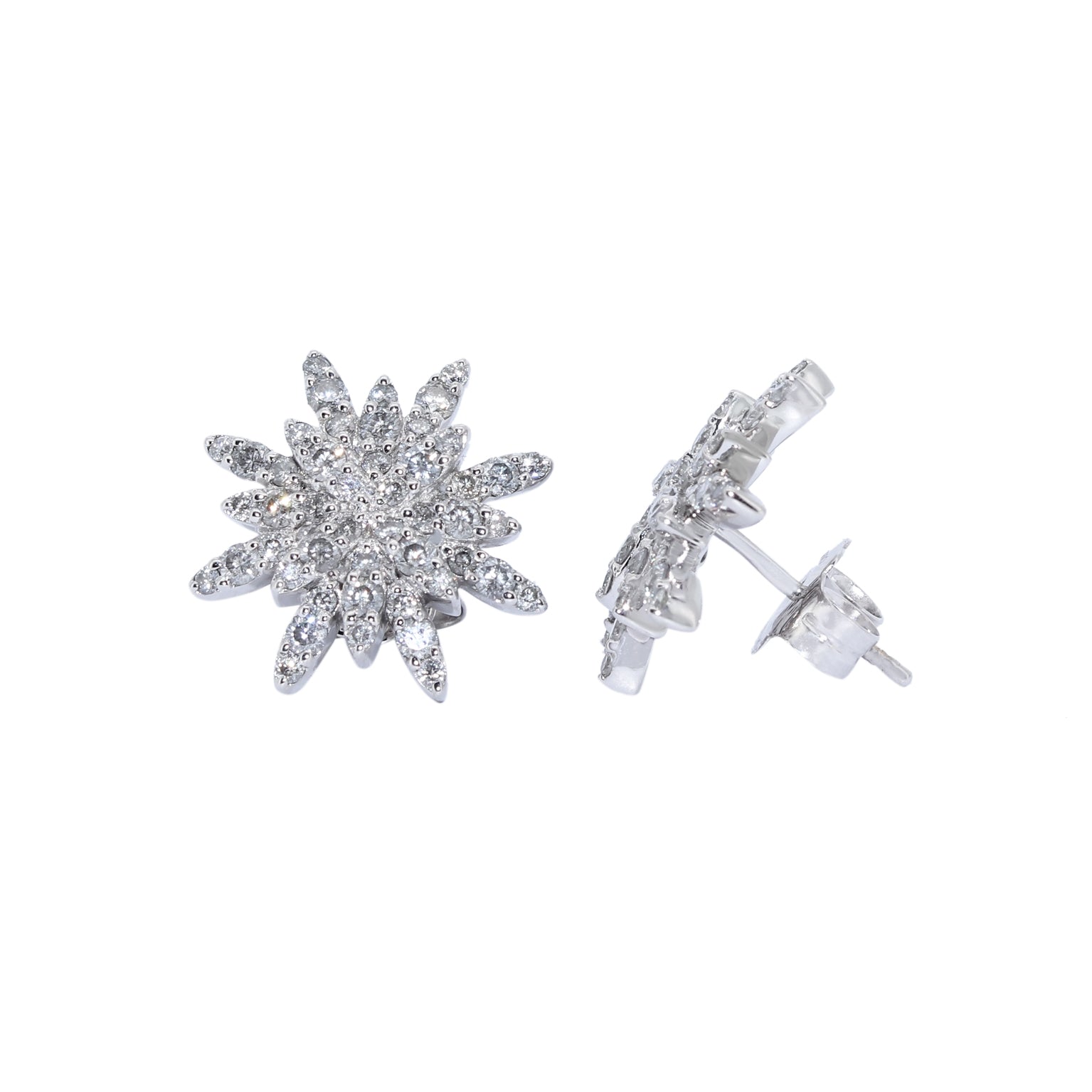 PENDIENTES FLOR ORO BLANCO CON BRILLANTES