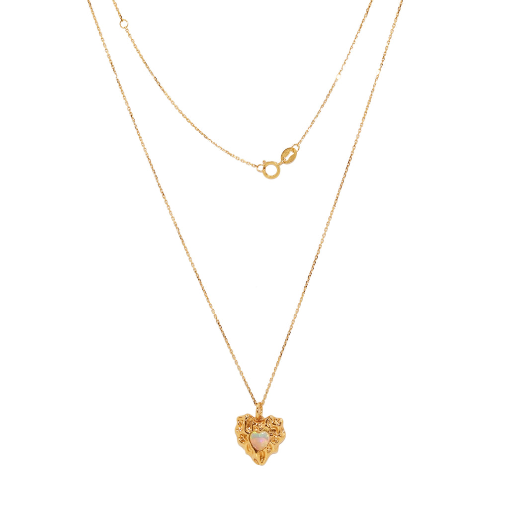 CADENA CON COLGANTE CORAZON CON OPALO BLANCO