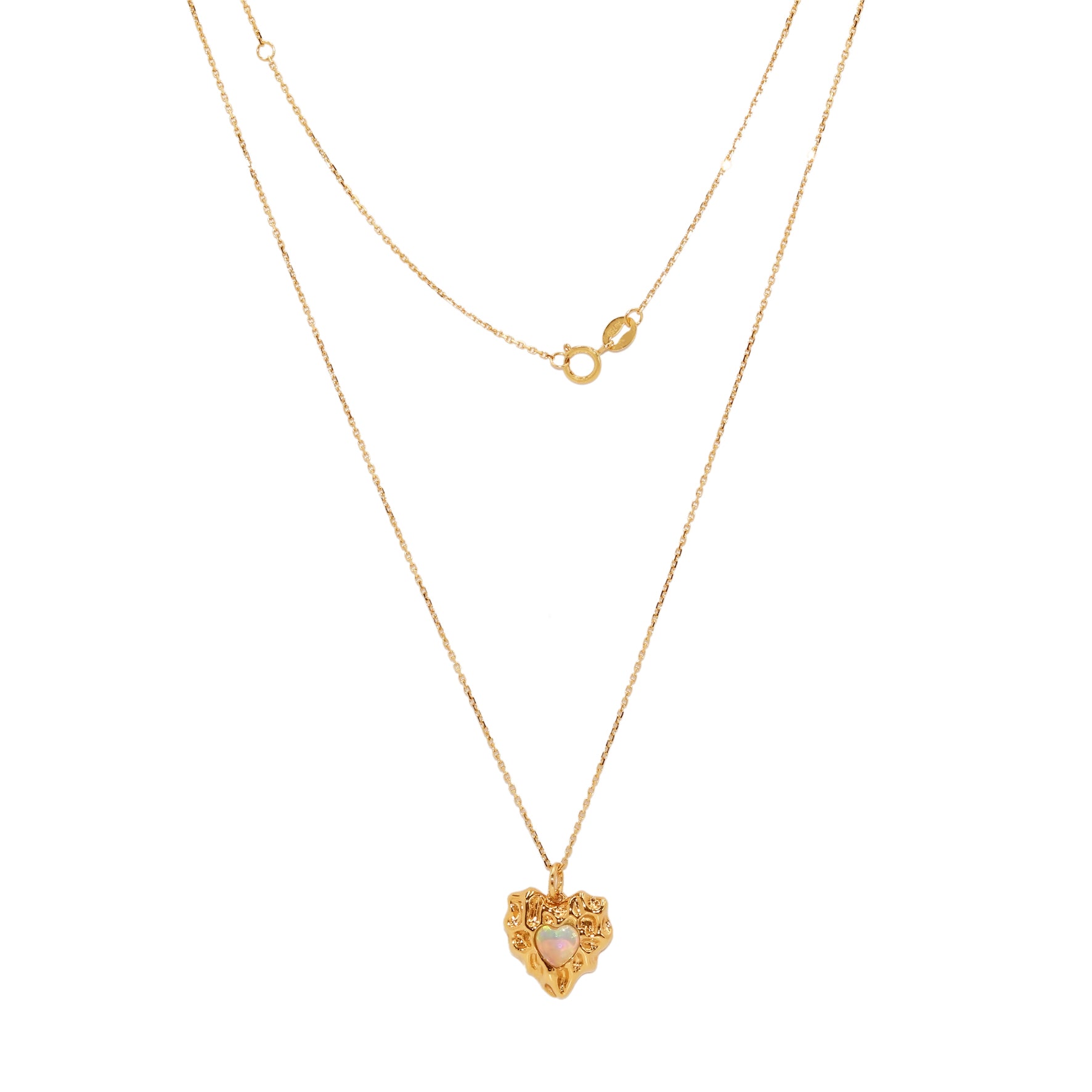 CADENA CON COLGANTE CORAZON CON OPALO BLANCO