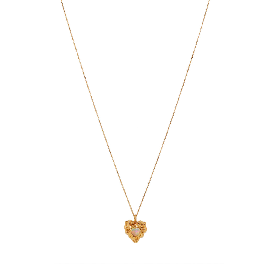 CADENA CON COLGANTE CORAZON CON OPALO BLANCO