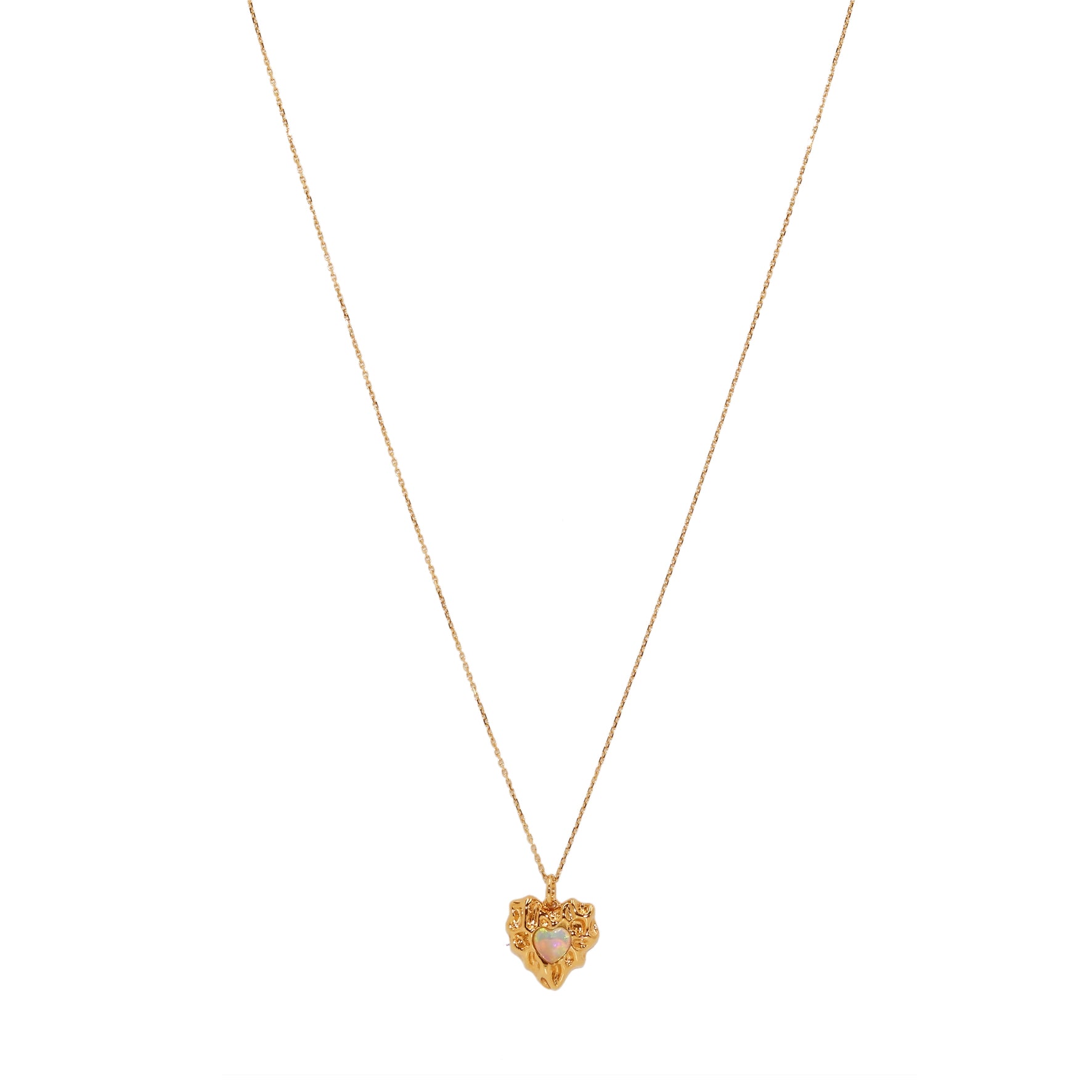 CADENA CON COLGANTE CORAZON CON OPALO BLANCO