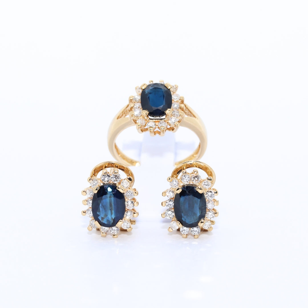 CONJUNTO SORTIJA + PENDIENTES ZAFIROS