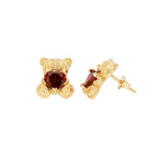 PENDIENTES DE OSO CORAZON GRANATE