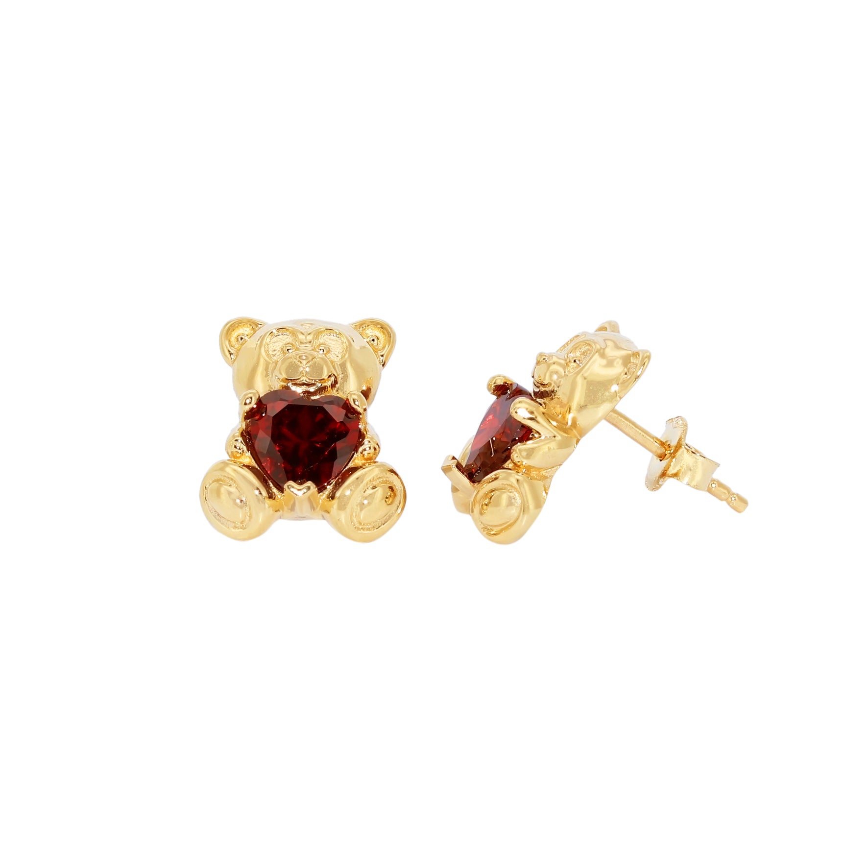 PENDIENTES DE OSO CORAZON GRANATE
