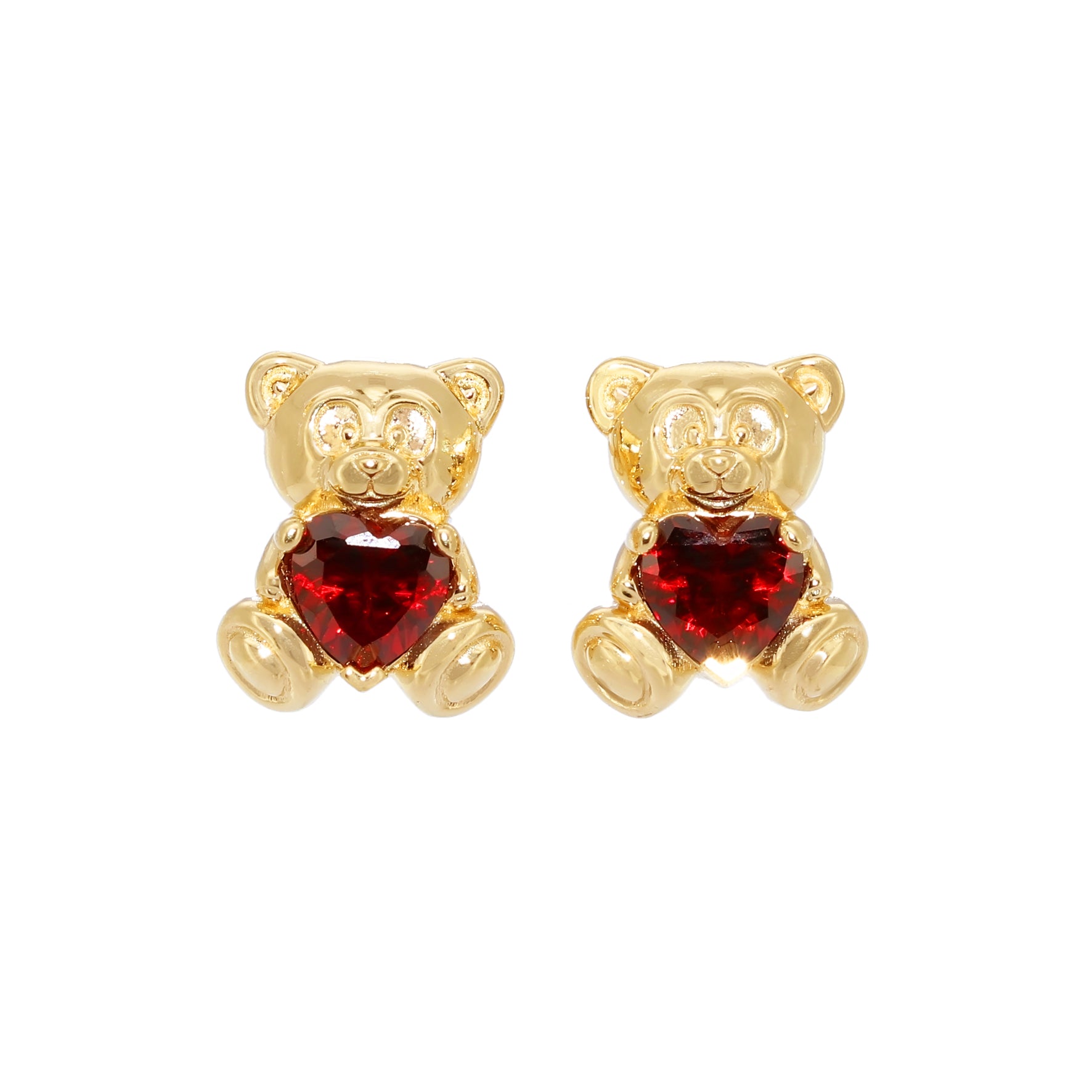 PENDIENTES DE OSO CORAZON GRANATE