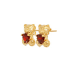PENDIENTES DE OSO CORAZON GRANATE