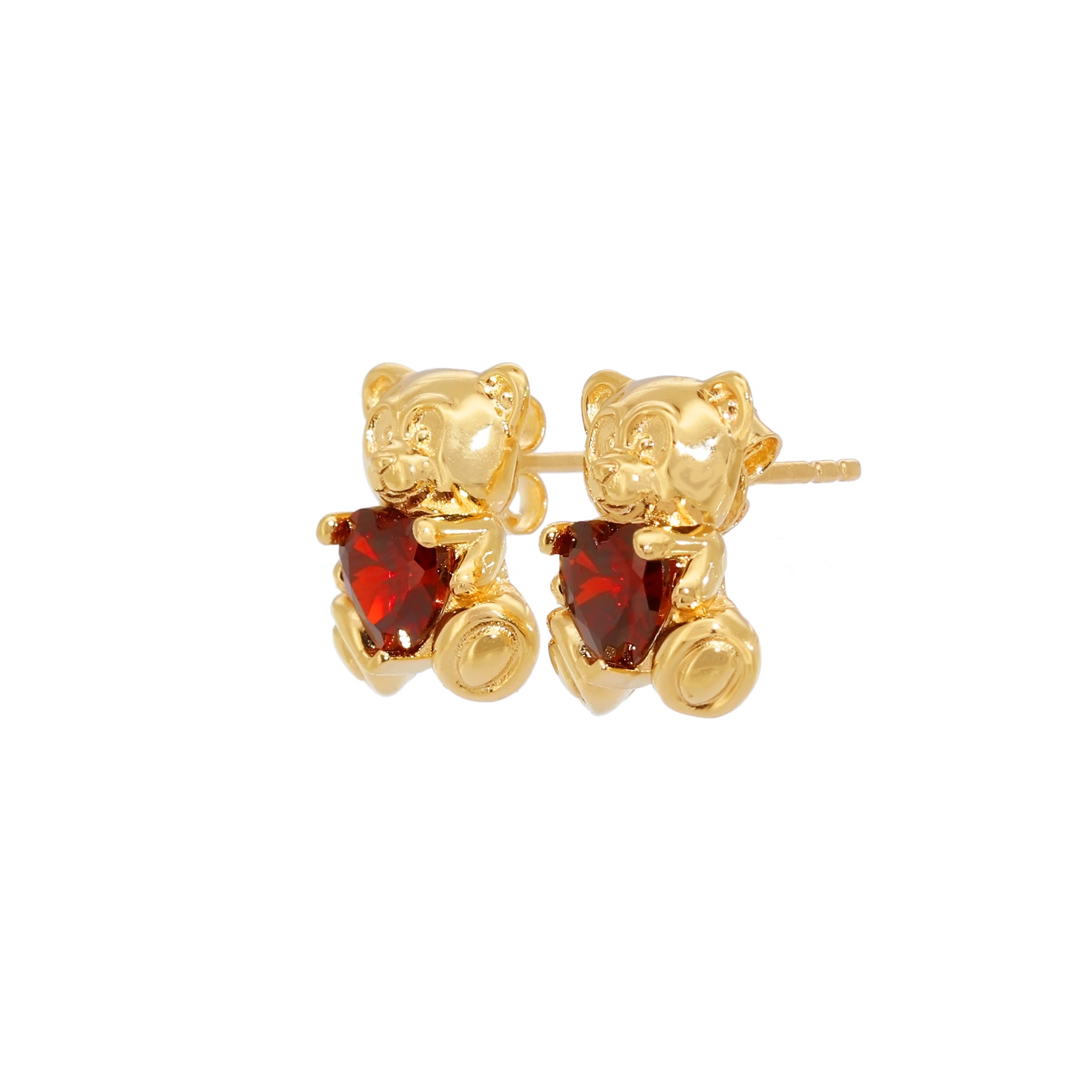 PENDIENTES DE OSO CORAZON GRANATE
