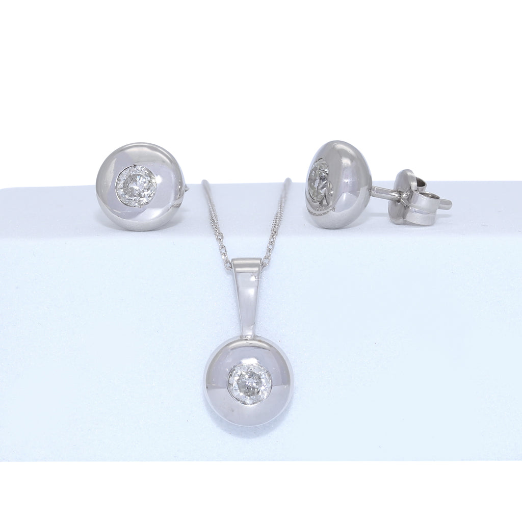 CONJUNTO PENDIENTES + COLGANTE CON DIAMANTES
